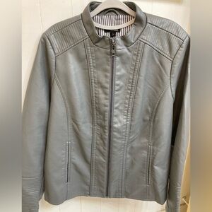 NWT Gray Moto Jacket, vegan leather, L
